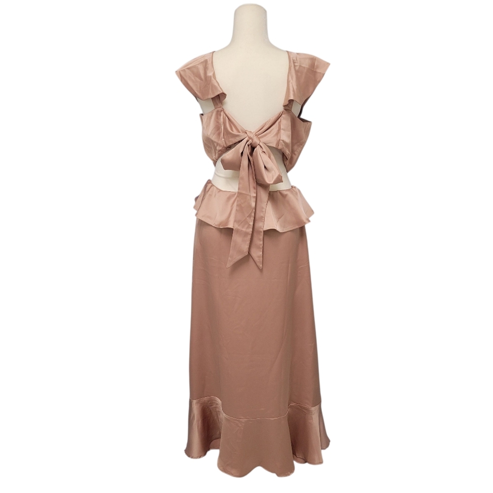 Show Me Your Mumu Zoey Midi Dress in Rose Taupe Luxe Satin size XXL - Picture 5 of 8
